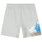 Boys Grey Paint Splatter Logo Shorts, 2, hi-res