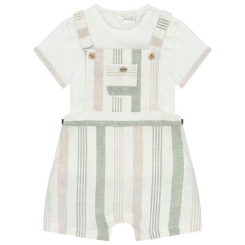 Baby Boys Striped Dungaree & T-Shirt Set