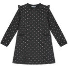 Girls Grey & Pink Polka Dot Dress, 1, hi-res