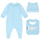 Blue Teddy Bear Logo Babygrow Gift Set, 3, hi-res