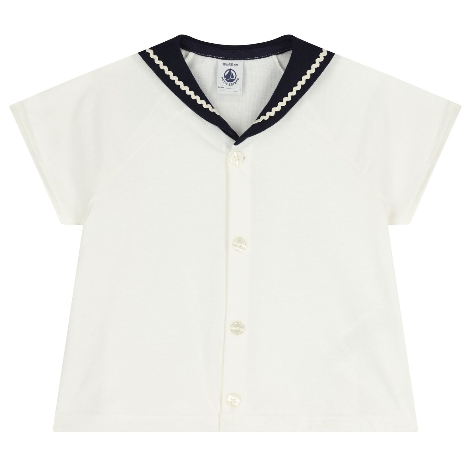 Baby Girls White & Navy Blue Blouse Set, 1, hi-res