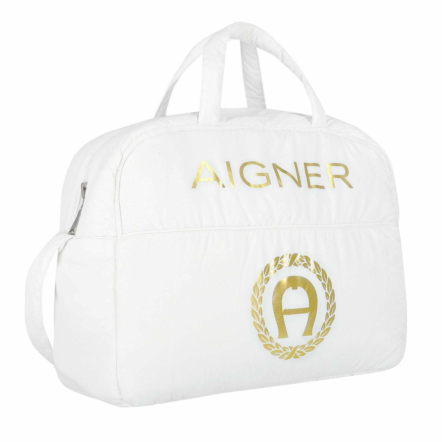 White & Gold Baby Changing Bag, 1, hi-res