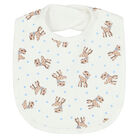 Baby Boys Ivory & Blue Fawn Bib, 1, hi-res
