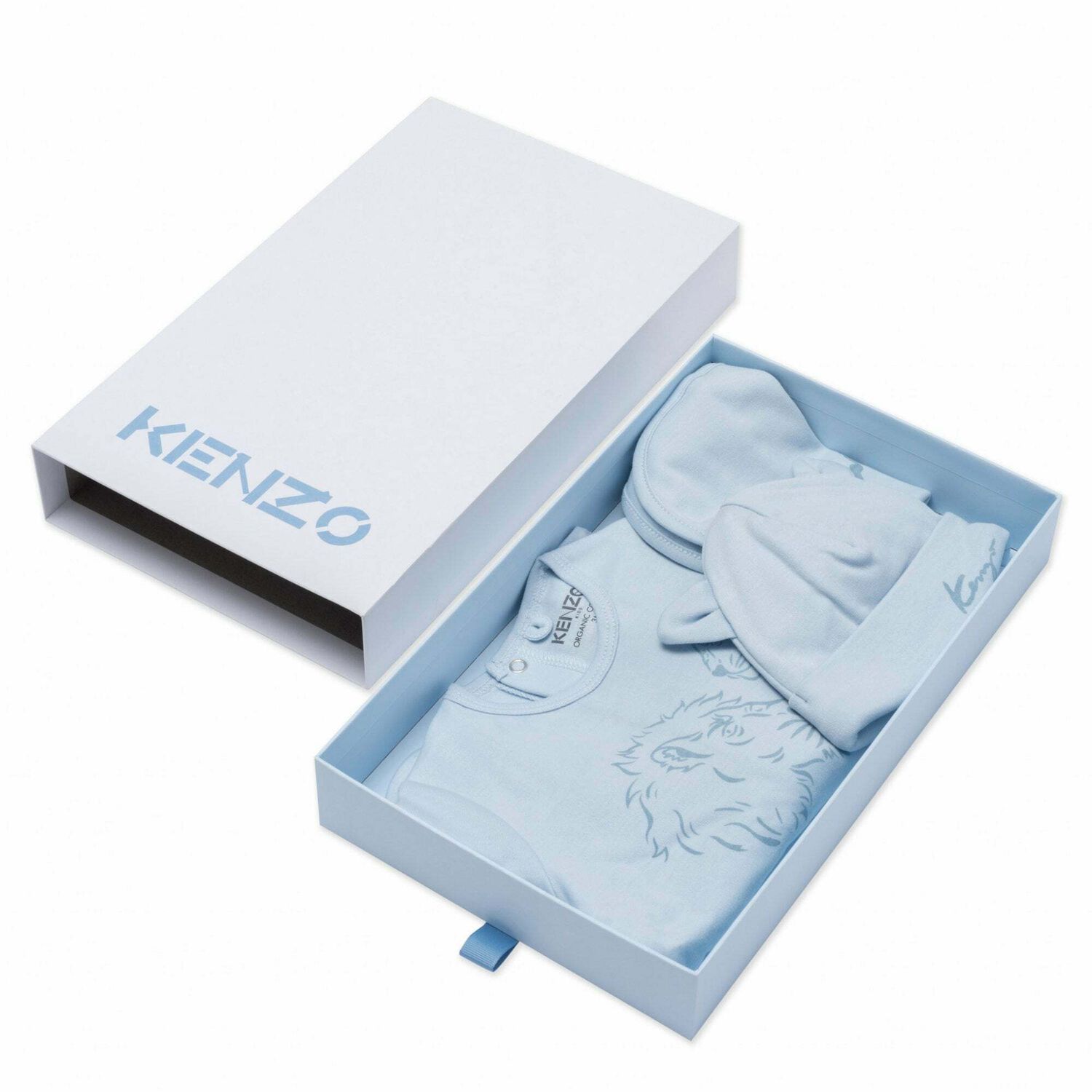 Boys Blue Logo Babygrow, Hat & Bib Gift Set, 1, hi-res