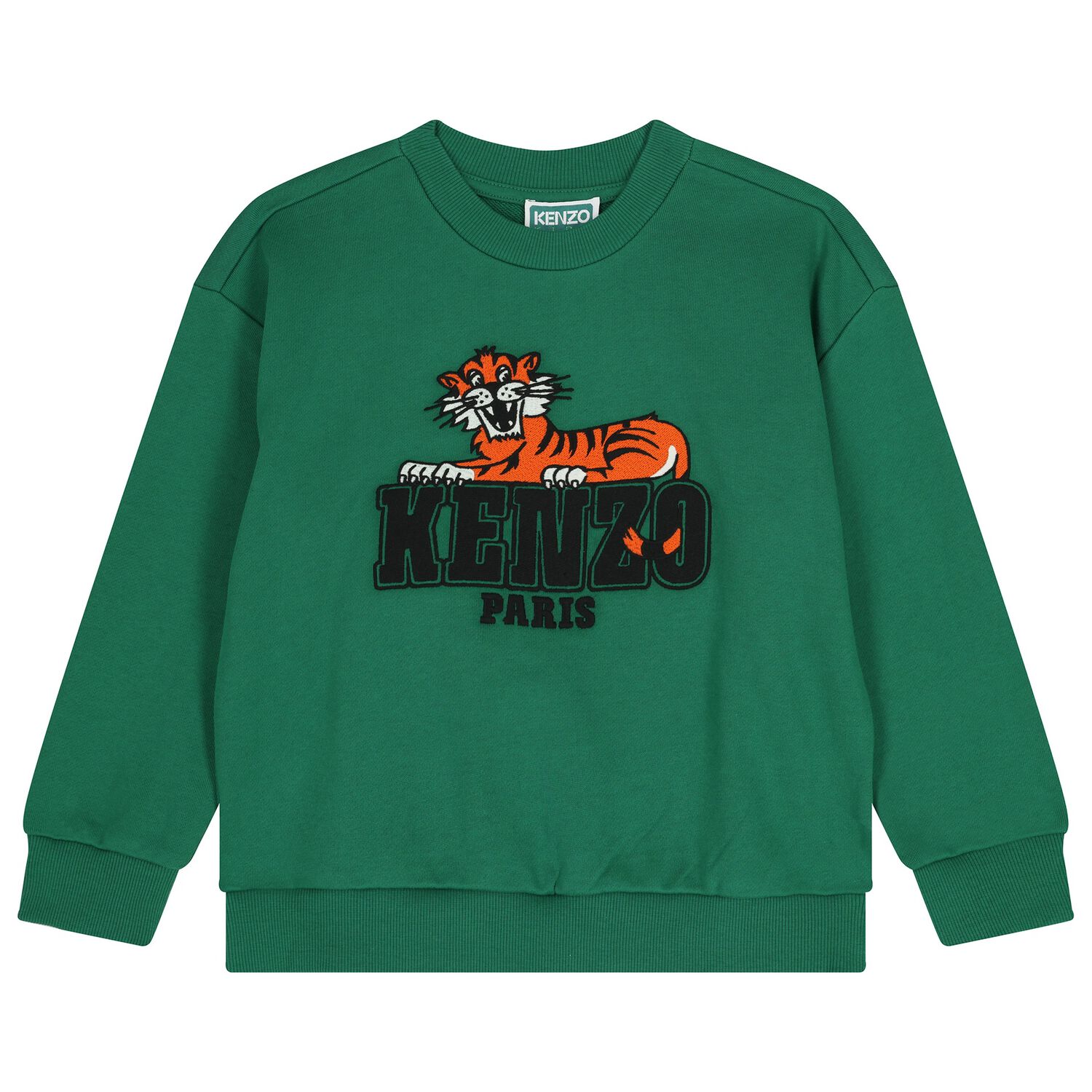 Boys Green Tiger Logo Sweatshirt, 1, hi-res