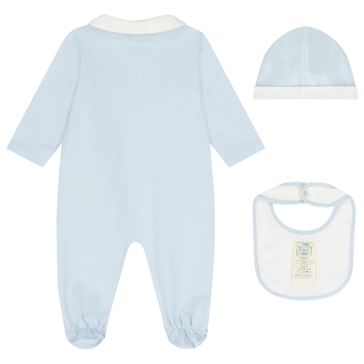 Baby Boys Ivory & Blue Logo Babygrow Gift Set, 3, hi-res image number null