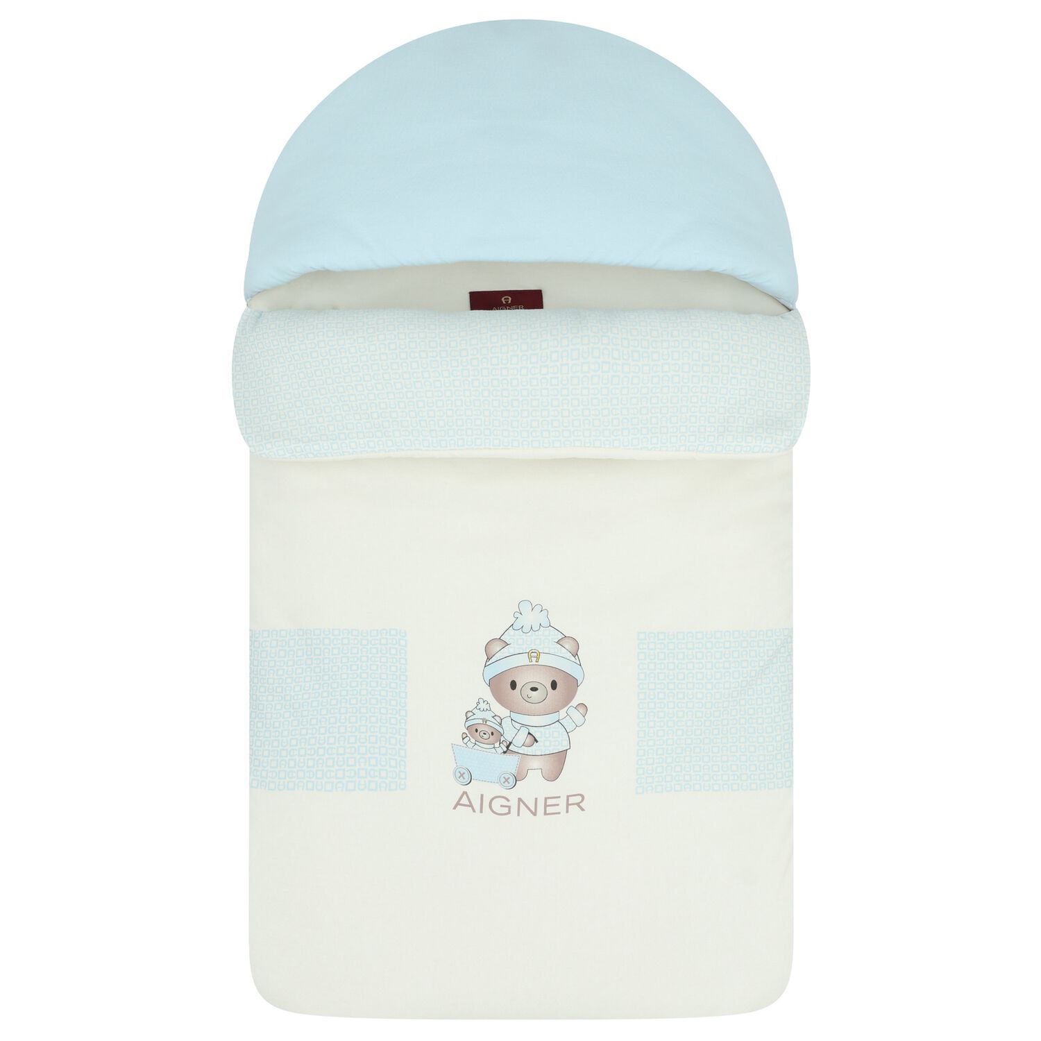Baby Boys Blue & Ivory Teddy Bear Logo Baby Nest, 2, hi-res