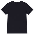 Boys Navy Blue Teddy Bear Logo T-Shirt, 1, hi-res