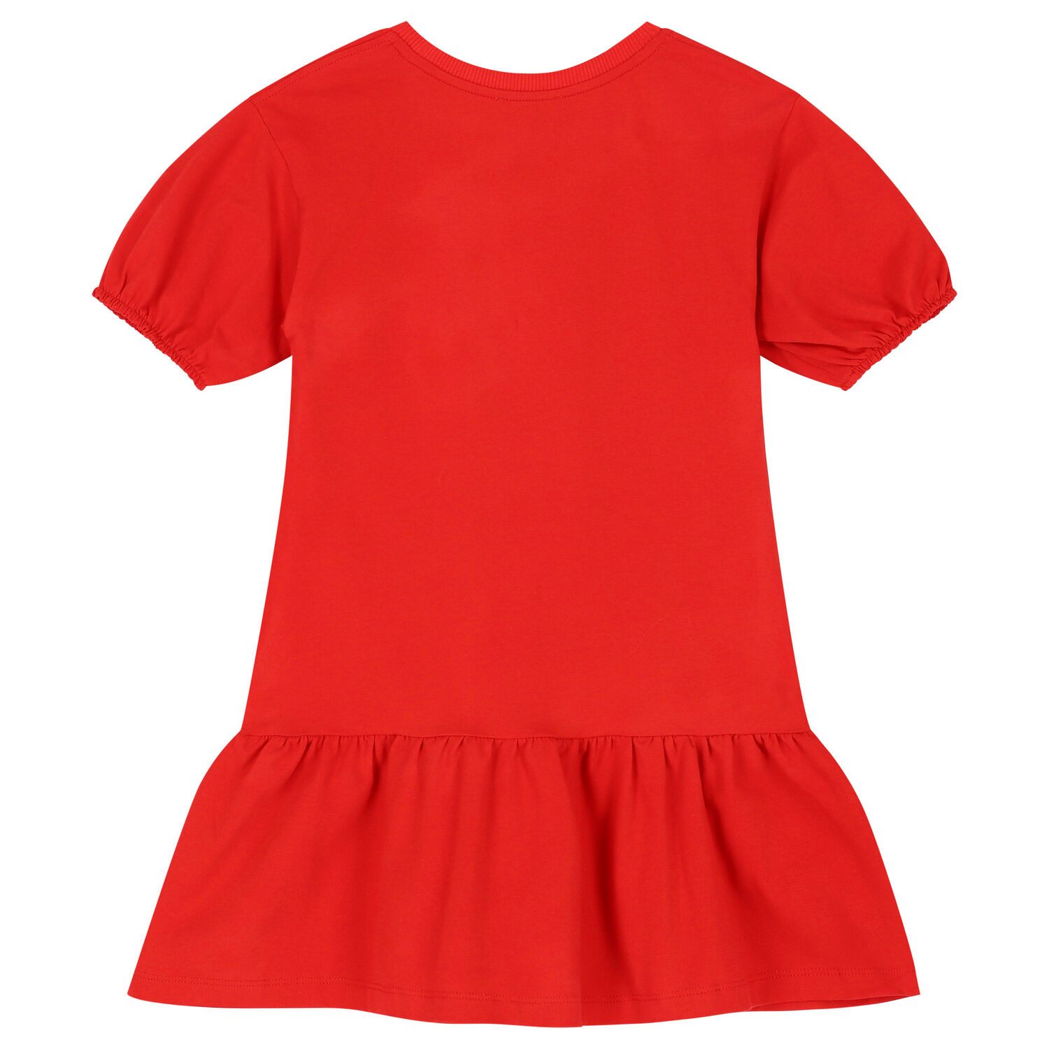 Girls Red Teddy Bear Logo Dress, 1, hi-res