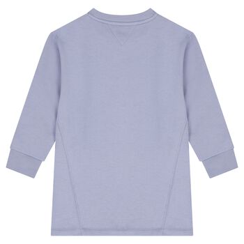 Girls Blue Floral Logo Sweatshirt Dress