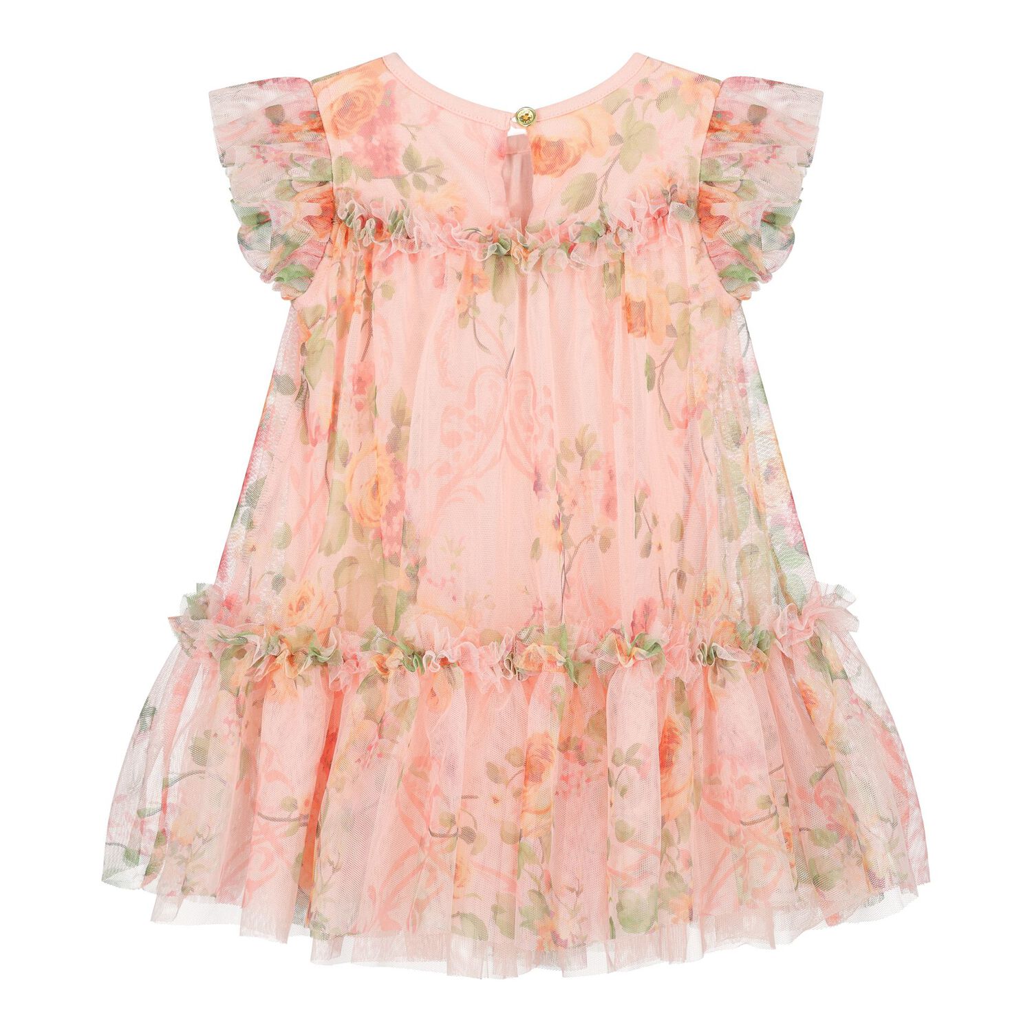 Baby Girls Pink Rose Tulle Dress, 3, hi-res