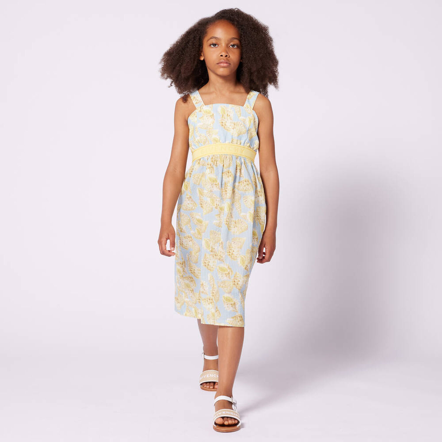 Girls Blue & Ivory Shell Dress, 1, hi-res
