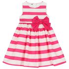 Girls Ivory & Pink Striped Dress, 2, hi-res