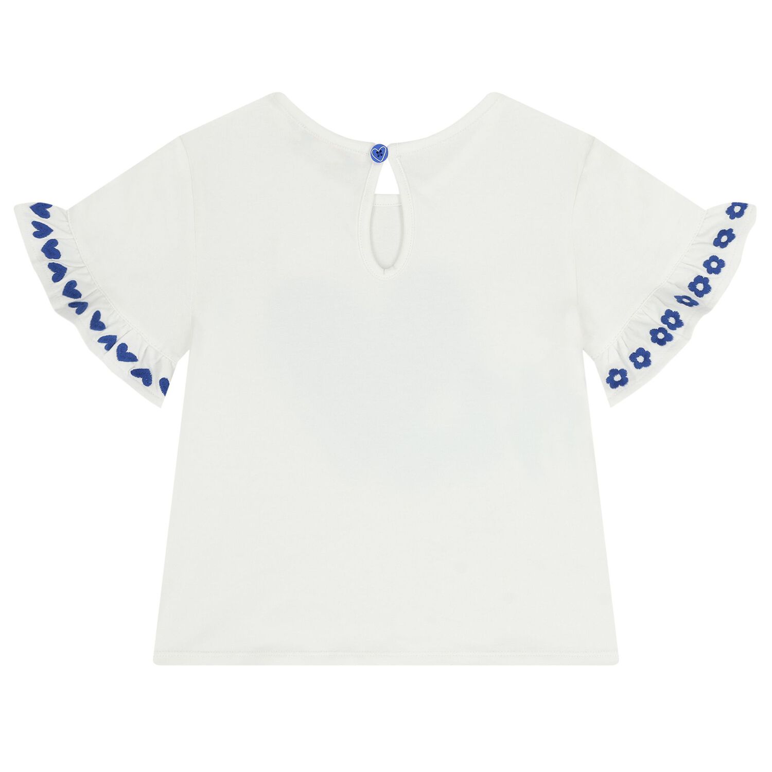 Girls White & Blue Flower & Heart Shorts Set, 1, hi-res