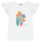 Girls White & Blue Tropical Island Skirt Set, 1, hi-res