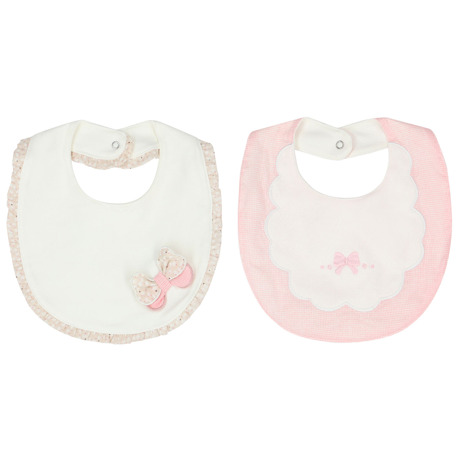 Baby Girls Pink & Ivory Bib ( 2-Pack ), 1, hi-res