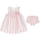 Baby Girls Pink & White Striped Dress Set, 1, hi-res