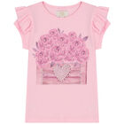 Girls Pink Embellished Flower Skirt Set, 1, hi-res