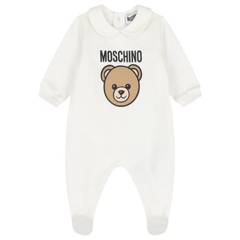 White Teddy Bear Logo Babygrow