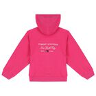 Girls Pink Logo Hooded Zip Up Top, 1, hi-res