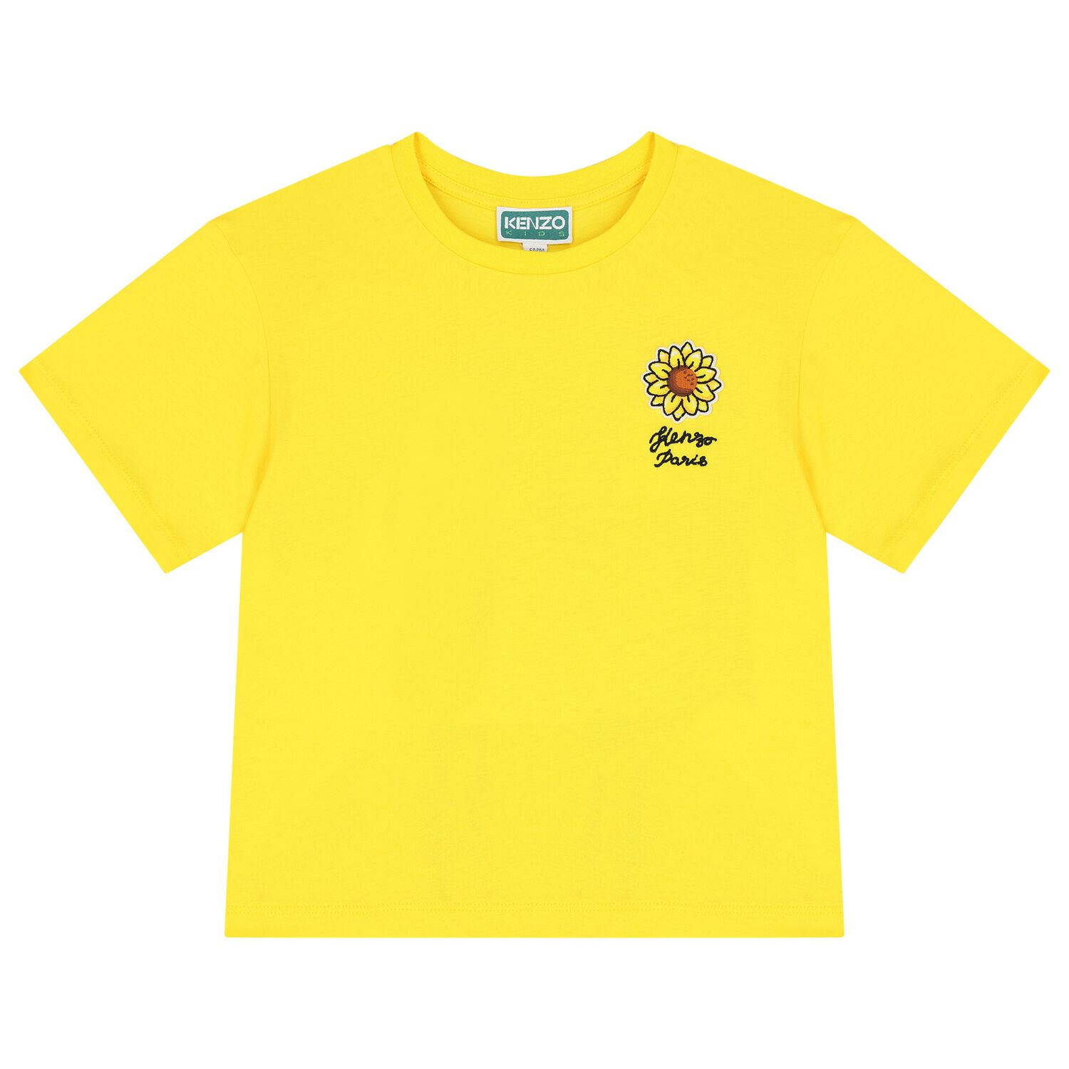 Girls Yellow Logo Flower T-Shirt, 1, hi-res
