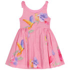 Girls Pink Floral Dress, 1, hi-res