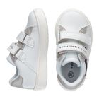 Boys White Logo Trainers, 1, hi-res