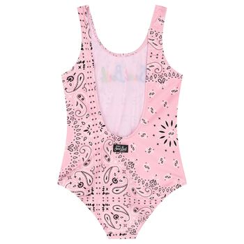 Girls Pink Paisley Logo Swimsuit