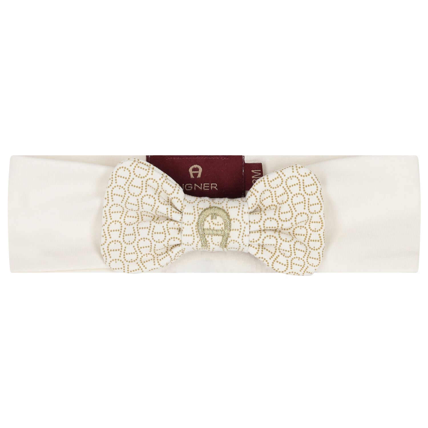 Baby Girls Ivory Bow Logo Headband, 1, hi-res