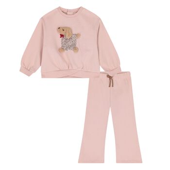 Younger Girls Pink Dog Tracksuit