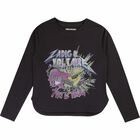 Girls Black Cotton Top, 1, hi-res