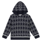 Girls Navy Logo Hooded Top, 1, hi-res