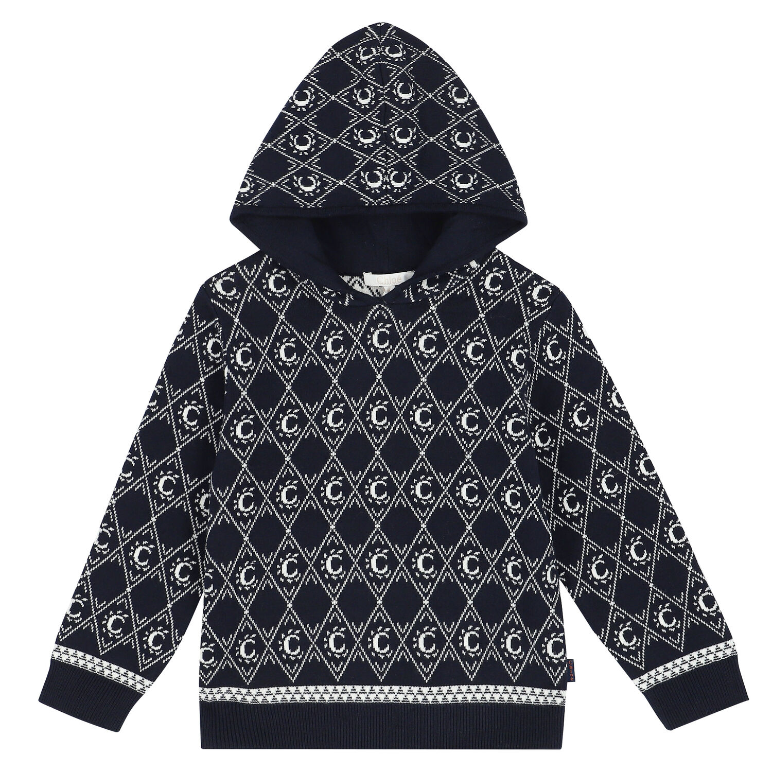 Girls Navy Logo Hooded Top, 1, hi-res image number null