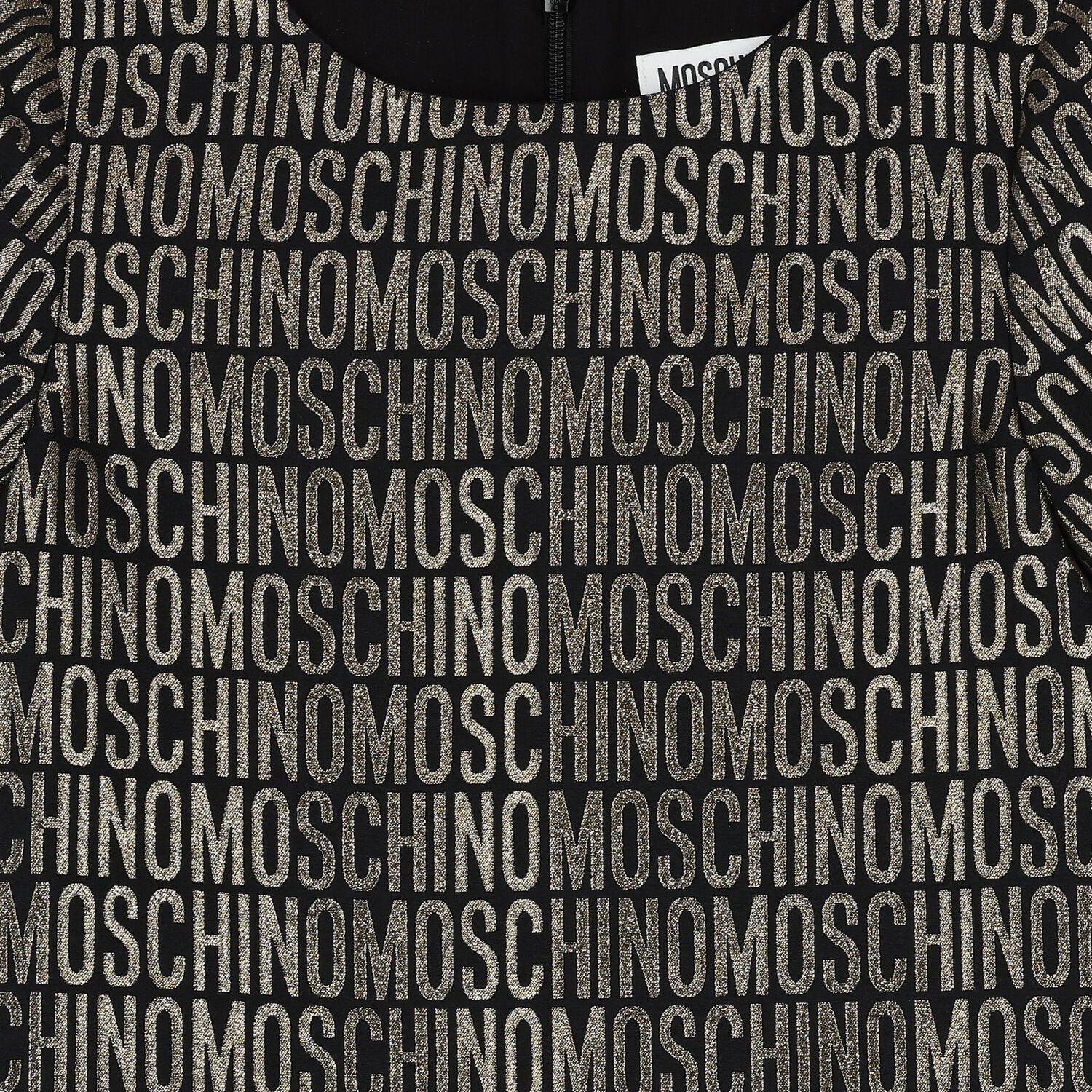 Girls Black & Gold Logo Dress, 1, hi-res