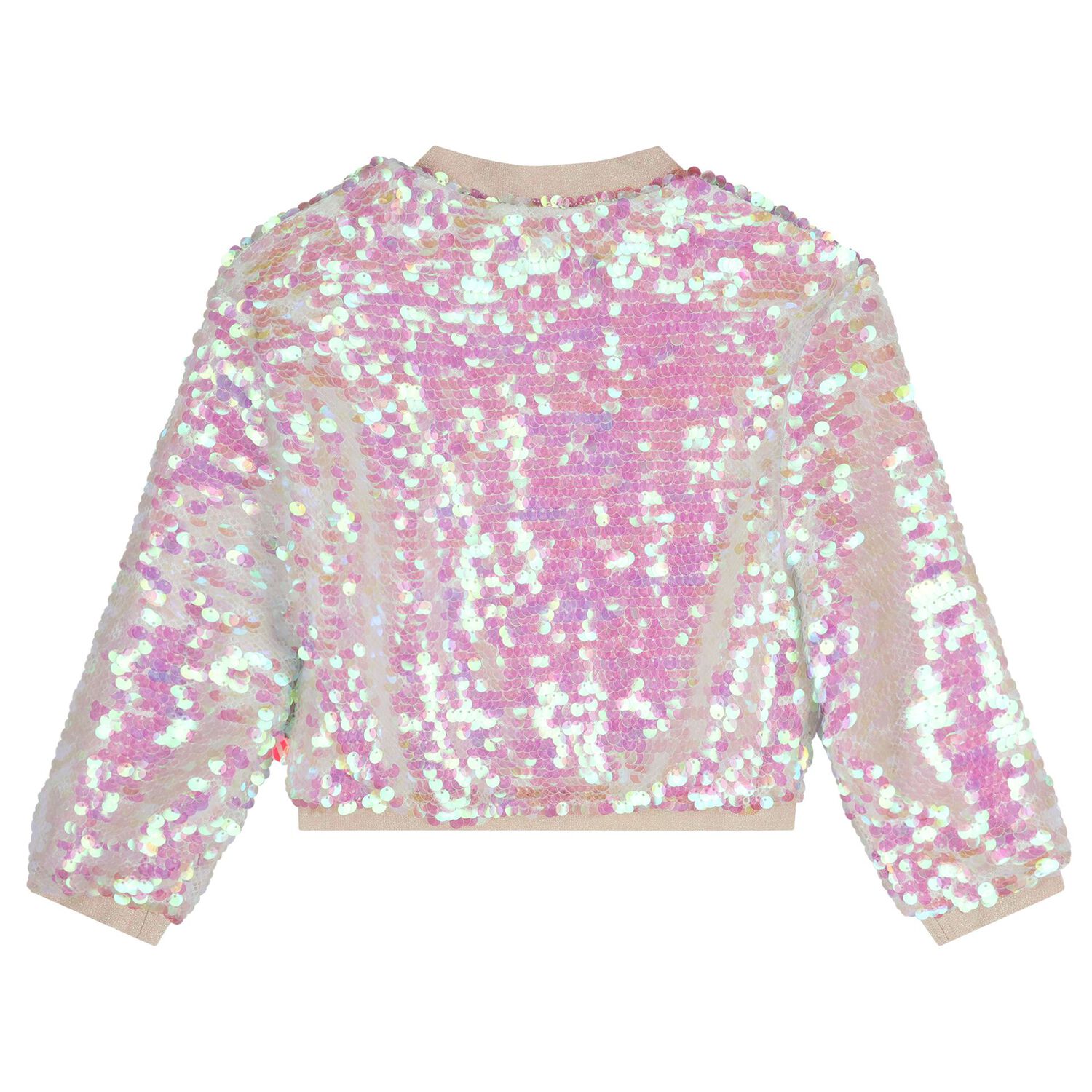 Girls Pink Iridescent Sequin Bomber Jacket , 1, hi-res
