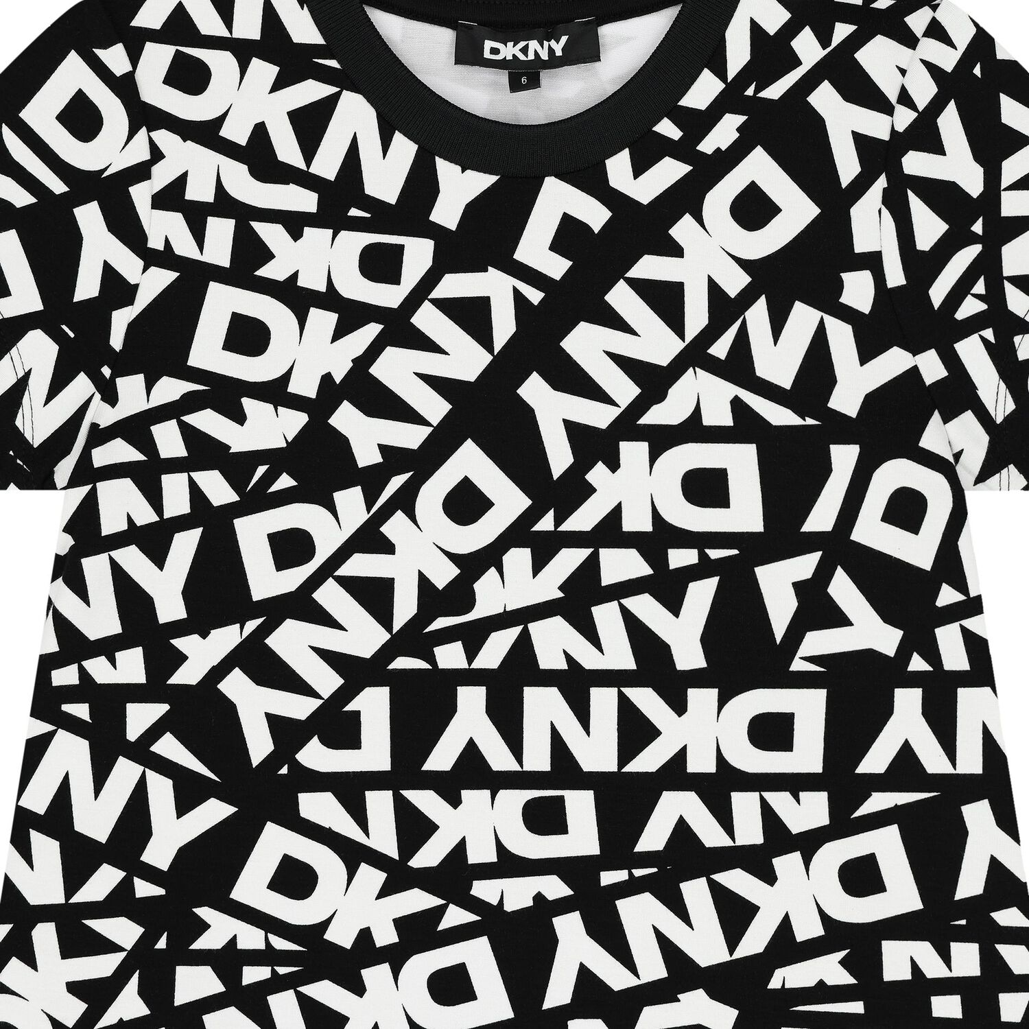 Girls Black & White Logo Dress, 1, hi-res