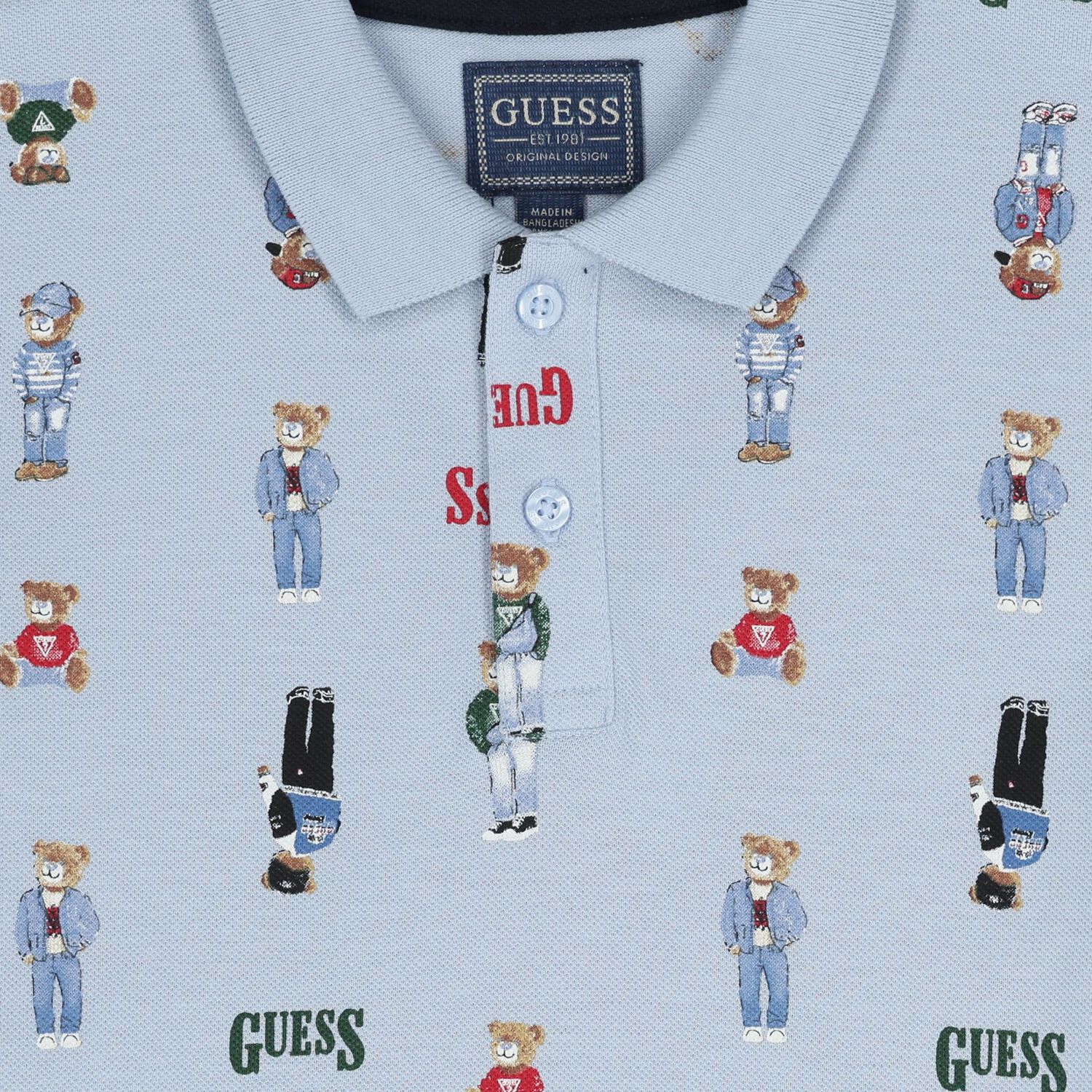 Boys Blue Teddy Bear Logo Polo Shirt, 2, hi-res