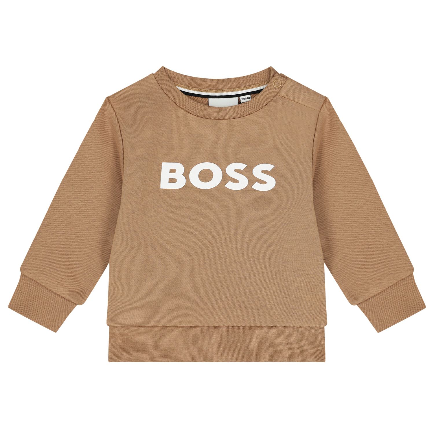 Younger Boys Beige Logo Sweatshirt, 1, hi-res