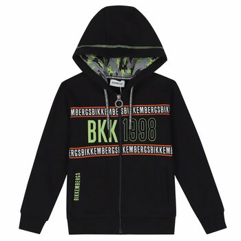 Boys Black Logo Zip Up Top