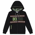 Boys Black Logo Zip Up Top, 1, hi-res