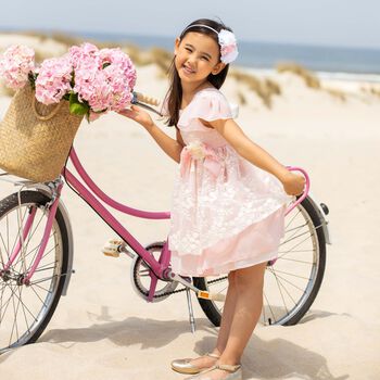 Girls Pink Embroidered Chiffon Dress