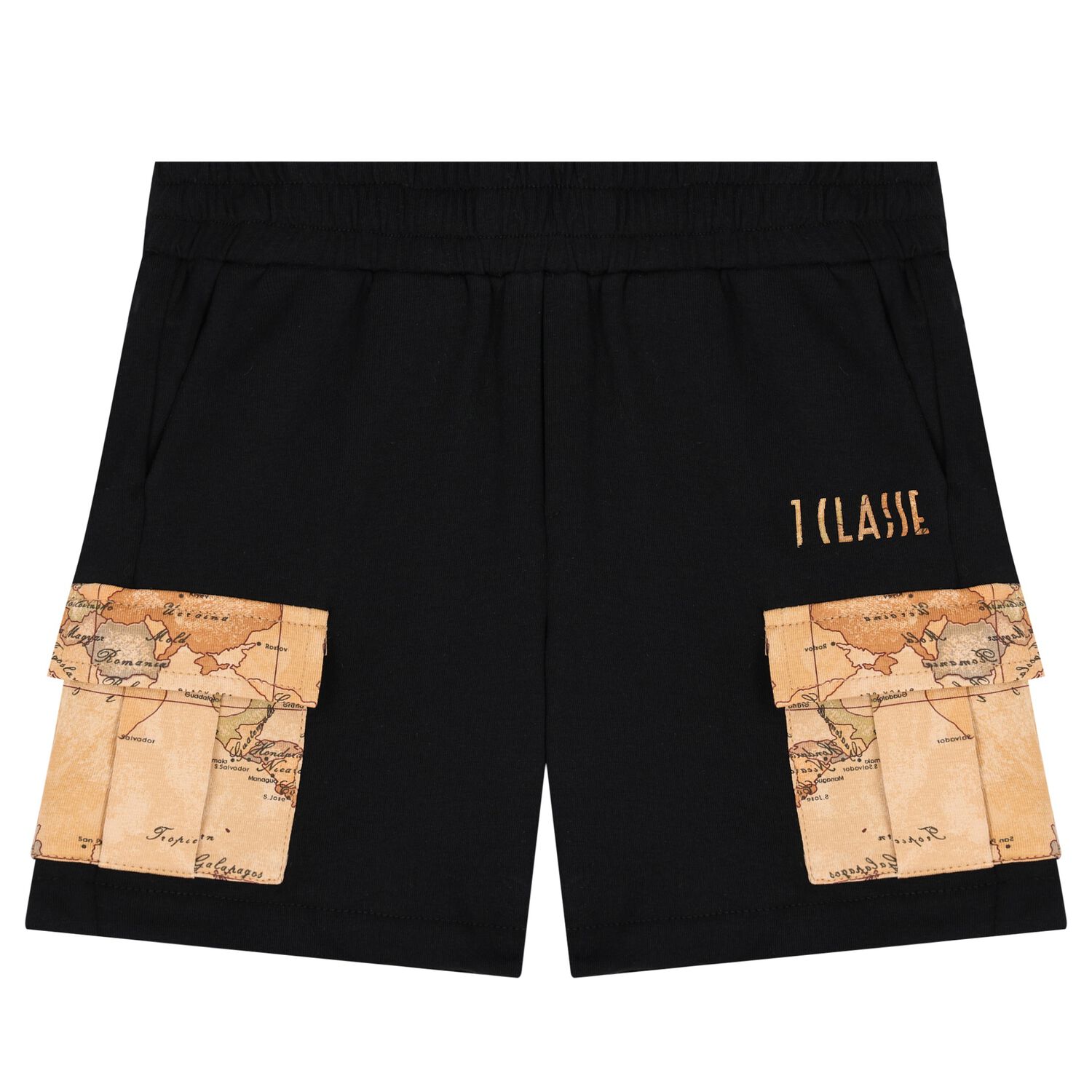 Boys Black Geo Map Shorts, 1, hi-res image number null