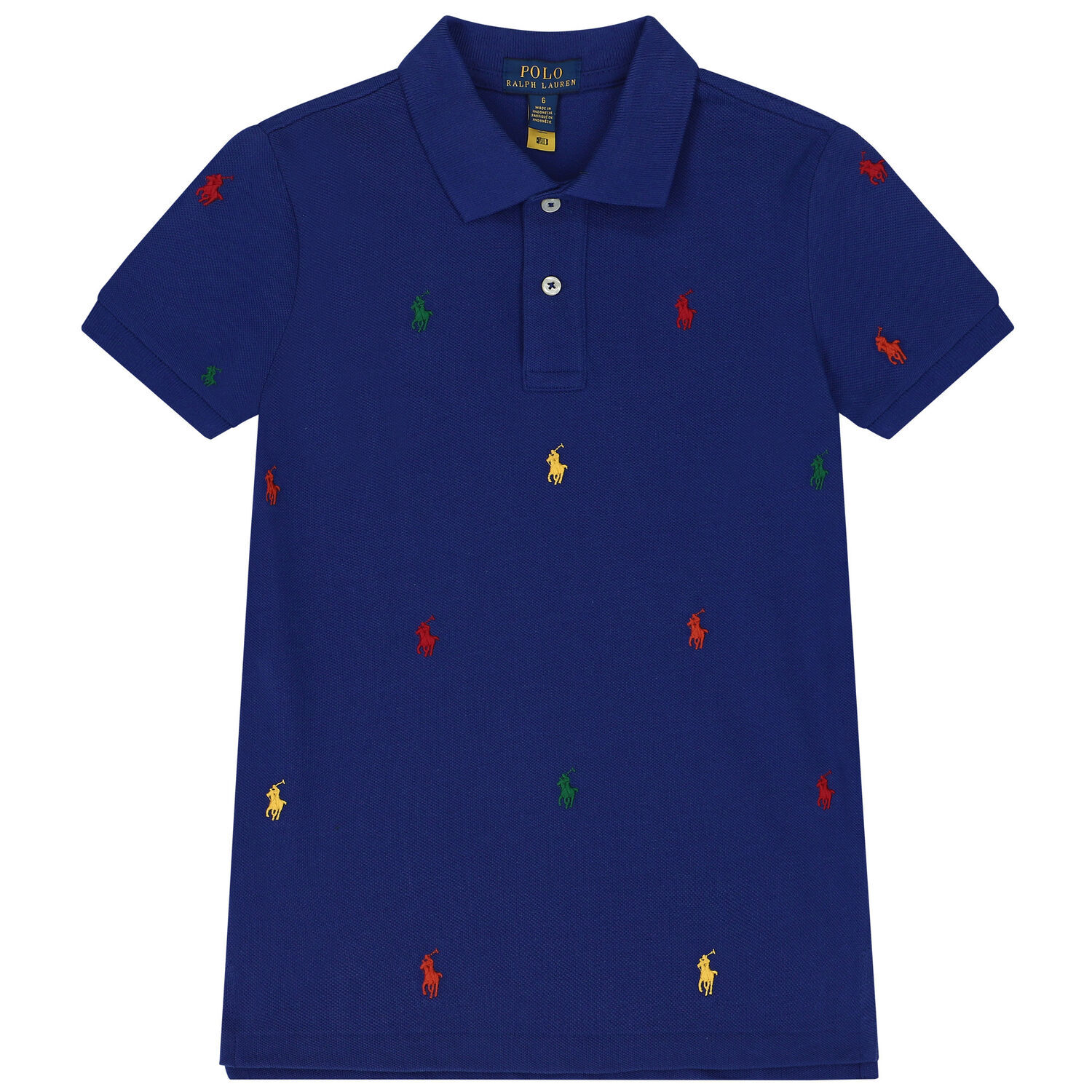 Boys Blue Logo Polo Shirt, 1, hi-res