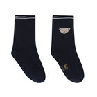 Boys Navy Teddy Bear Socks, 1, hi-res