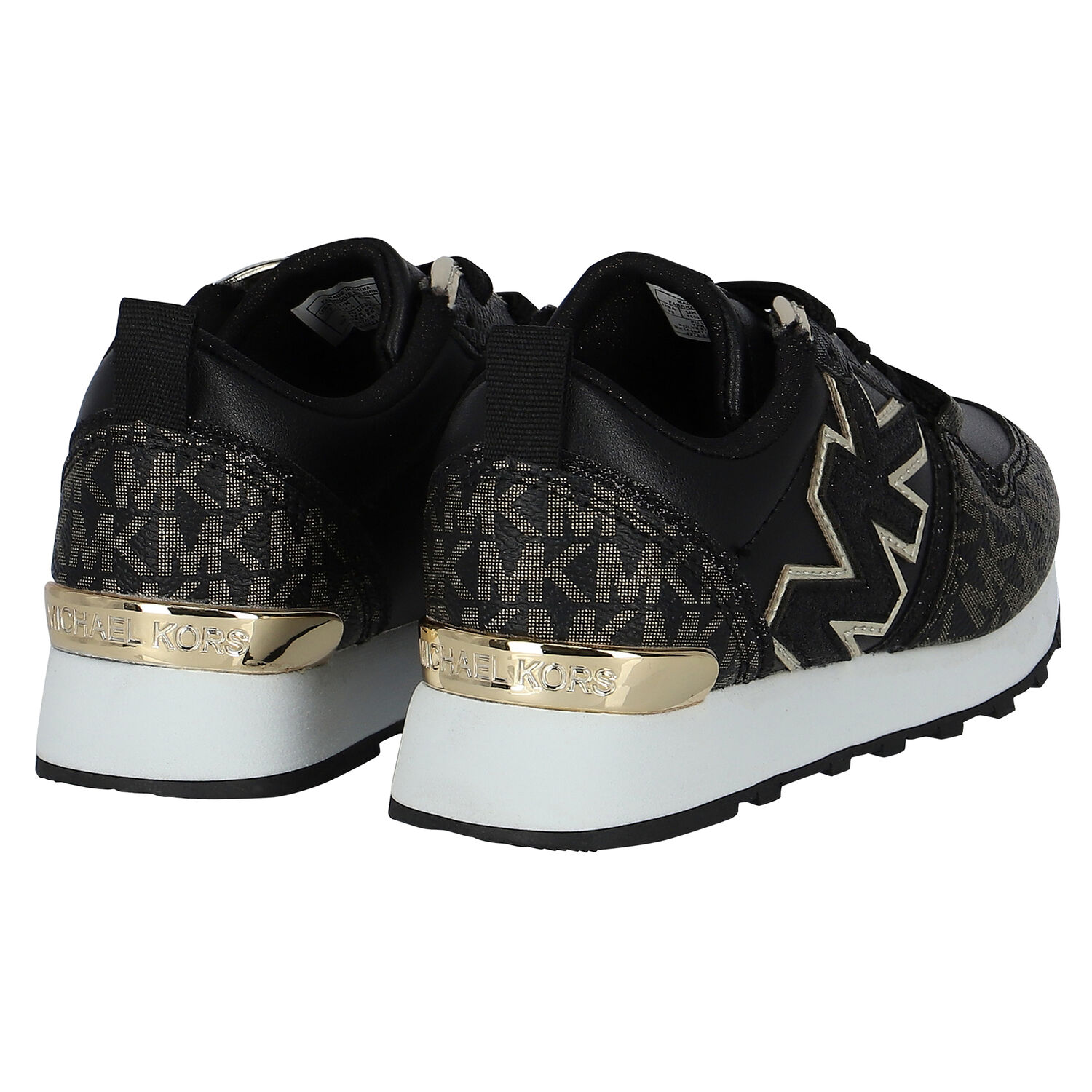 Girls Black Logo Trainers, 1, hi-res