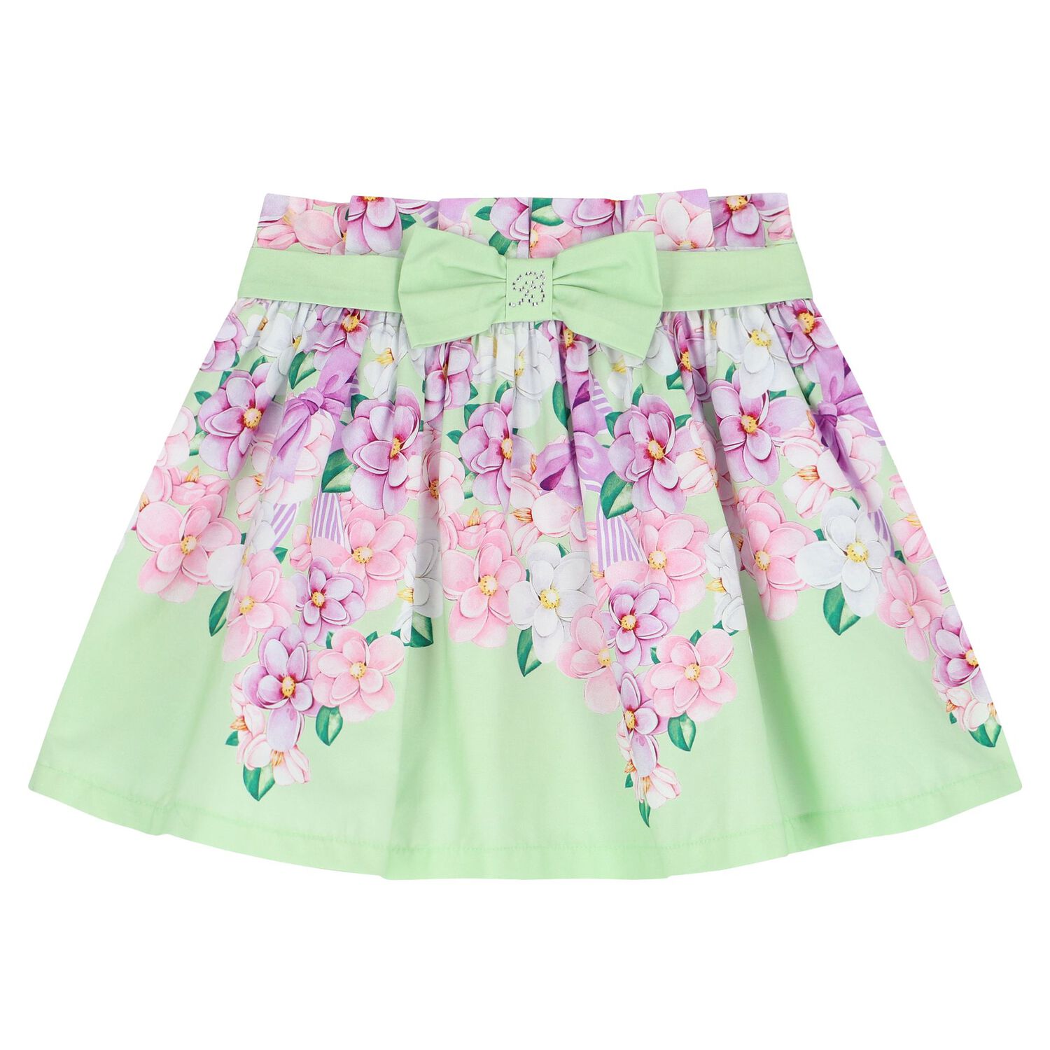 Girls White & Green Floral Skirt Set, 1, hi-res image number null