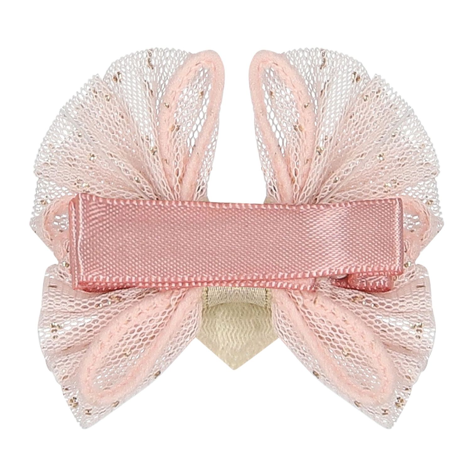 Younger Girls Pink & Gold Heart Hairclip, 1, hi-res