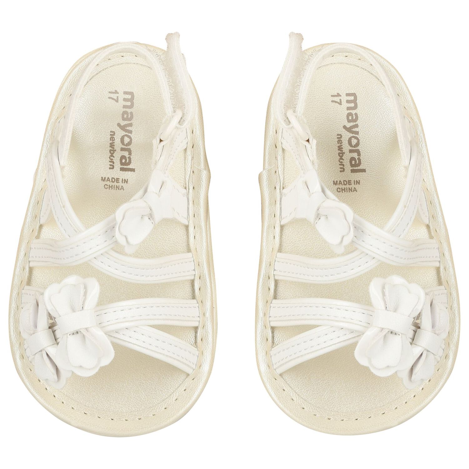 Baby Girls White Bow Sandals, 1, hi-res image number null