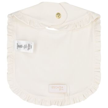 Baby Girls Ivory Logo Ruffled Bib