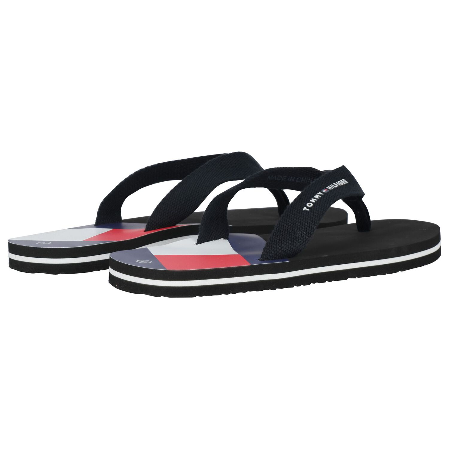 Boys Black Logo Flip Flops, 1, hi-res
